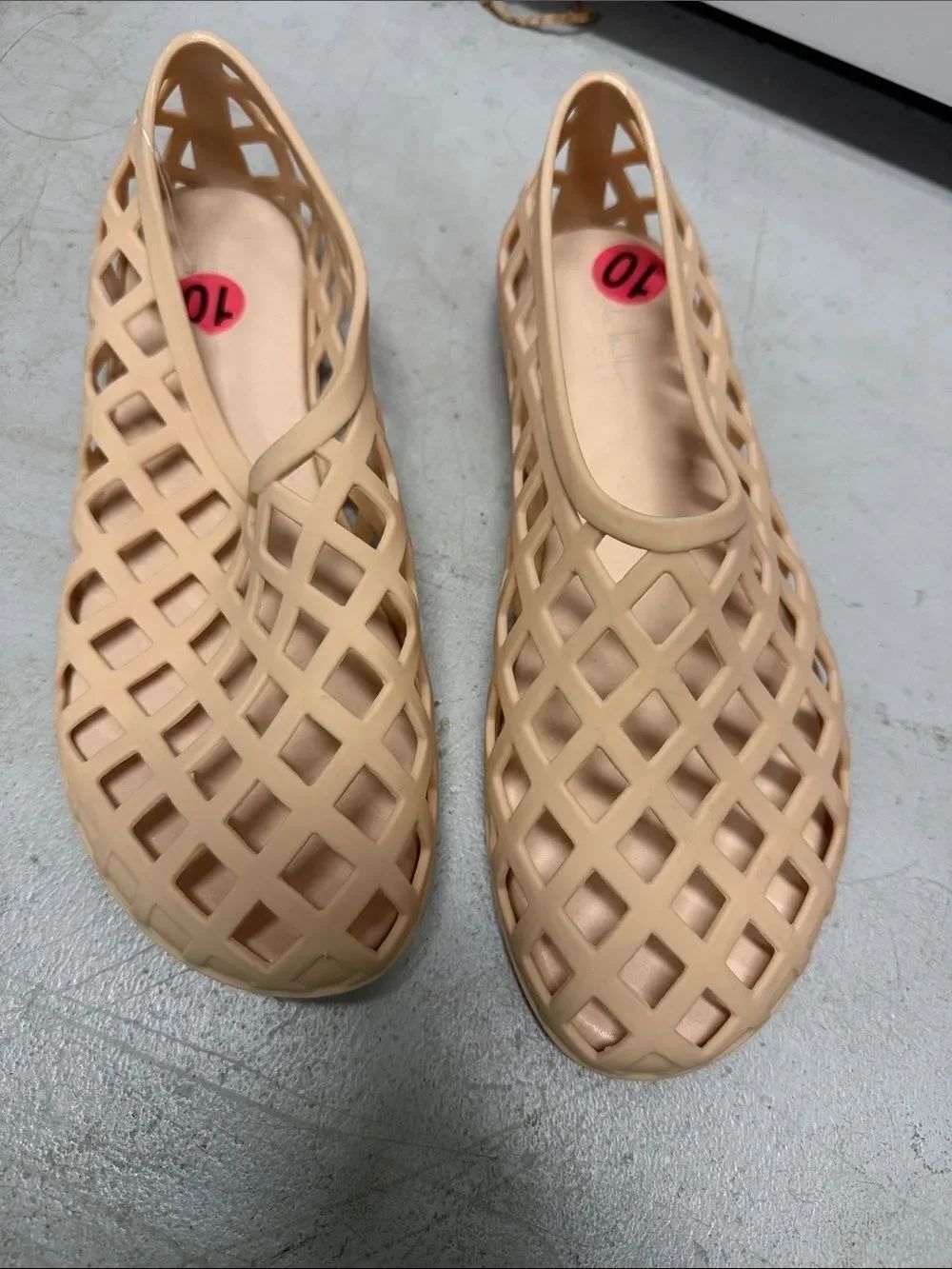 Women's Beige Lattice Slip-On Flats - NICOLE MILLER - Never Worn - Size 10